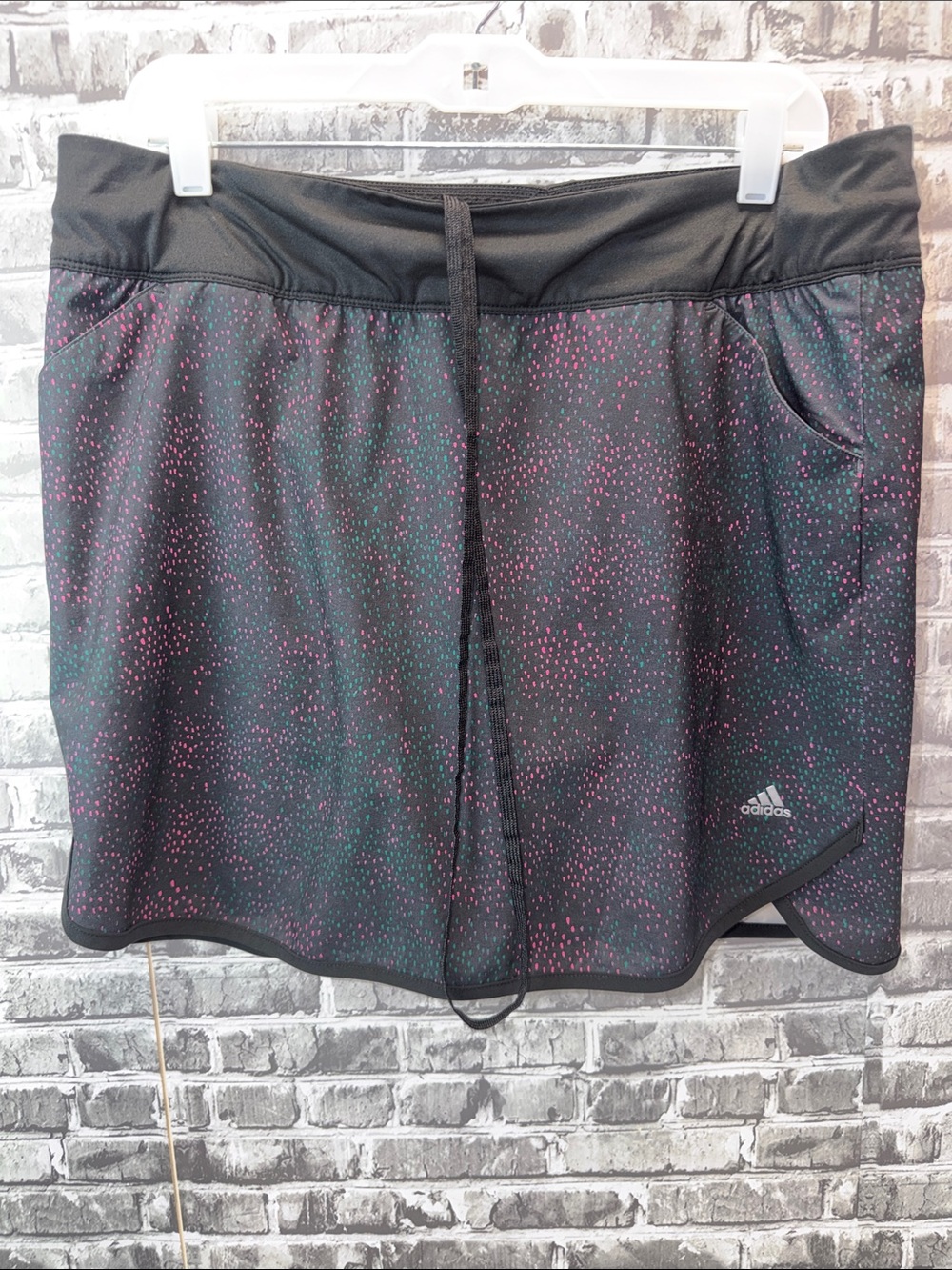 adidas Black Athletic Skort with Pink and green Speckle Print